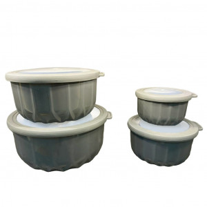 Set 4 caserole rotunde VA™ VP.041 DIAMOND, 0.5, 1, 2, 3 lt, capac de vid, Anthracit