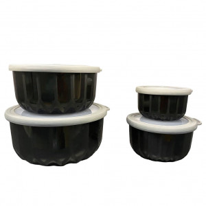Set 4 caserole rotunde VA™ VP.042 DIAMOND, 0.5, 1, 2, 3 lt, capac de vid, Negru - Img 2