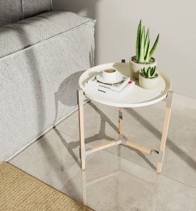 Masuta cafea Scandinavian, metal cu lemn, 46x49x51.5 cm - Img 2