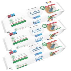 PACHET 3 X Servetele umede pentru mop si suprafete multiple Helin parfum Flori de Primavara cu bicarbonat si otet alb, 36 bucati, fara clor si coloranti