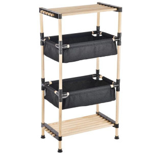 Raft modular RFS.5002 etajera cu 2 polite si 2 compartimente, lemn, 50 x 28 x 89 cm, natural