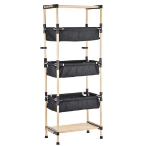 Raft modular RFS.5003 etajera cu 2 polite si 3 compartimente, lemn, 50 x 28 x 120 cm, natural