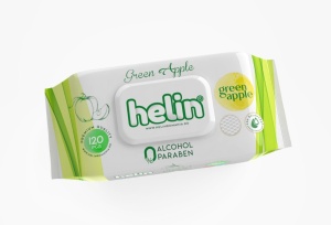 Servetele umede Helin Green Apple Wipes, 120 buc