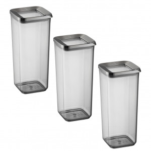 Set 3 Cutii pentru alimente VA™ VP.370, 3x1700 ml, Transparent si Anthracit