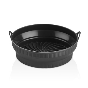 Tava Copt Pliabila Perilla Din Silicon, Rotunda, Potrivita Pentru Air Fryer, Microunde, Cuptor, Frigider, Manere, Rezistenta La Temperaturi Inalte, Usor De Curatat, Reutilizabila, Negru