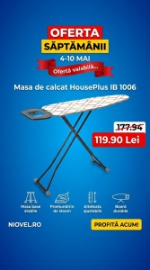 Masa de calcat HousePlus IB 1006-CL, Monobloc, 33x110 cm %65 Bumbac %35 Poliester