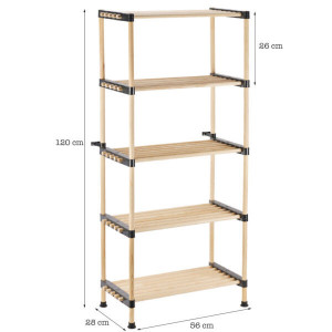Raft modular RF.5605, etajera 5 polite, lemn, 56x28x120 cm, natural - Img 2