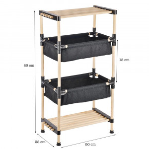 Raft modular RFS.5002 etajera cu 2 polite si 2 compartimente, lemn, 50 x 28 x 89 cm, natural - Img 2