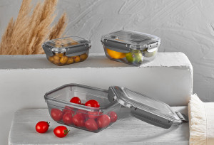 Set 3 caserole cu capac VA™ VP.021, 400 ml, 800 ml, 1400 ml, Transparent Anthracit - Img 2