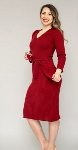 Rochie merinos cu cordon, Rosu Cherry - Img 1
