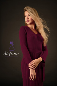 Rochie merinos cu cordon, Plum - Img 4