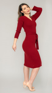 Rochie merinos cu cordon, Rosu Cherry - Img 7