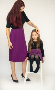 Fusta Plisata Merinos,Mauve Vintage - Img 3