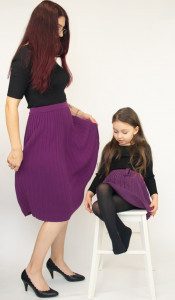 Fusta Plisata Merinos,Mauve Vintage - Img 4