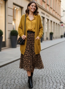 cardigan lung damă cardigan galben muștar jachetă tricotată damă cardigan buzunare