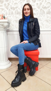 Geaca style biker neagra buzunare tendinte