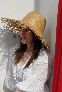 Palarie paie margini franjurate country