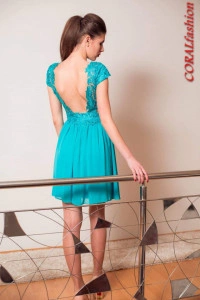 Rochie decolteu spate turquaz