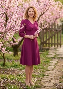 Rochie fluidă casual magenta elegantă
