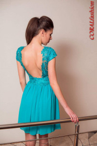 Rochie dantela brodata voal