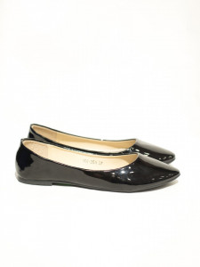 pantofi fara toc balerini negrii lac lateral