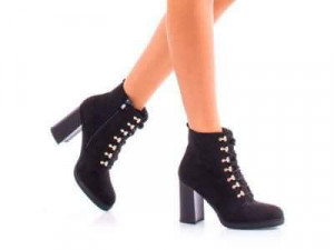 Botine varf rotund toc gros