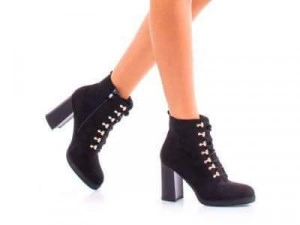 Botine varf rotund toc gros