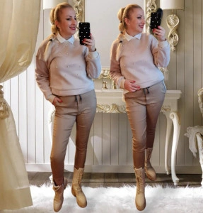 Pantaloni bej elastici confortabili