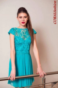 Rochie voal dantela brodata decolteu spate