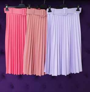 Fusta plisata casual eleganta elastica curea color