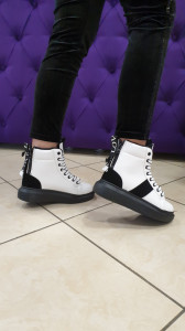 Ghete sport alb negru platforma siret