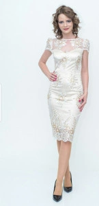 Rochie cambrata tull brodat paiete aplicate