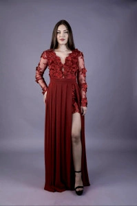 Rochia Flower Power bordo