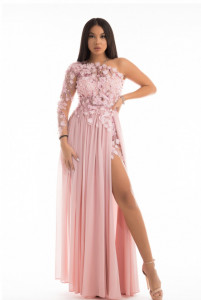 Rochie glamour lunga eleganta crepatura detalii fashion