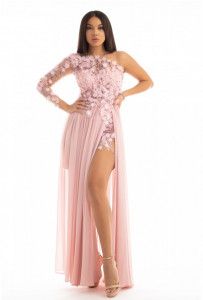 Rochie glamour lunga eleganta crepatura detalii 