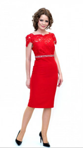 Rochie rosie maneci scurte