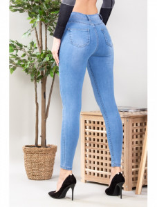 Blugi material denim culoare bleu fashion