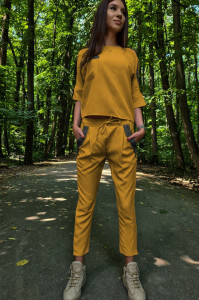Compleu galben bluza pantalon