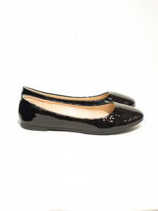 pantofi fara toc balerini negrii lac lateral