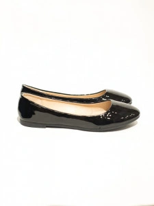 pantofi fara toc balerini negrii lac lateral