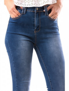 Blugi denim prespalati croi slim