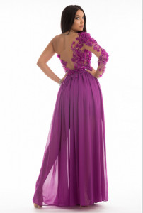 Rochie lunga eleganta crepatura detalii 