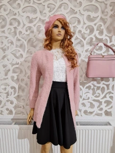 Cardigan casual roz pufos
