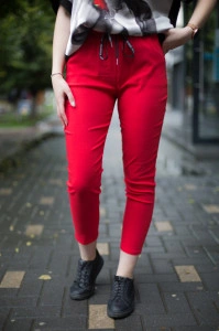 Pantaloni slim elastici casual snur