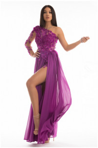 Rochie glamour lunga crepatura detalii 