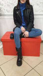 Geaca style biker neagra buzunare rock
