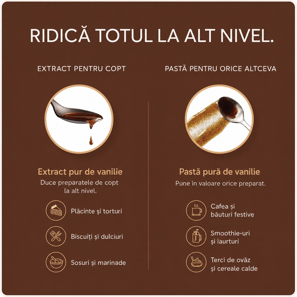 Comparație între extractul pur și pasta pură de vanilie