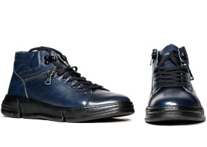 Ghete barbati piele naturala, Johan Scarpe-6602-blue - Img 2