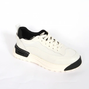 Pantofi sport barbati Berliner, piele naturala, alb cu negru