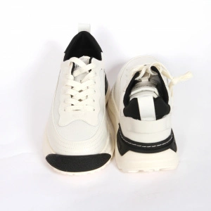 Pantofi sport barbati Berliner, piele naturala, alb cu negru - Img 2
